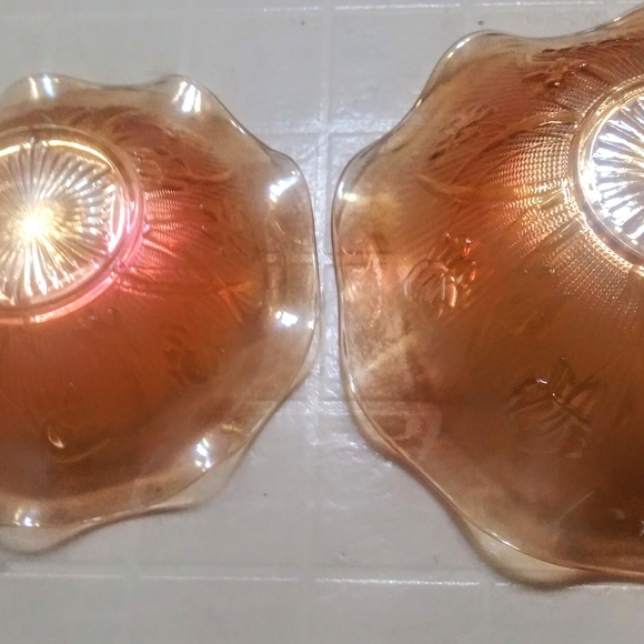Antique Orange Blood Carnival Glass Same Designset